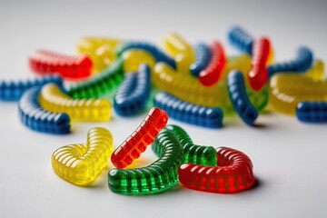 vibrant collection of plastic rings arranged on a clean white table. Generative AI