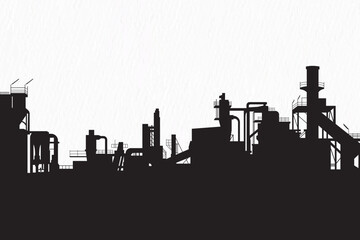 Obraz premium Silhouettes of a factory, Large industry and a nuclear power plant.