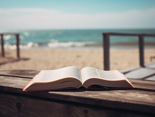 book and beach of sea and sky