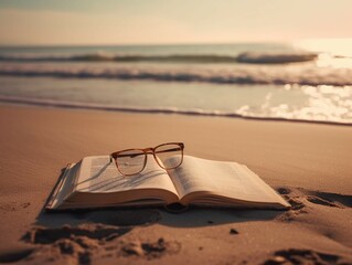 book and beach of sea and sky