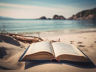 book and beach of sea and sky