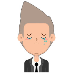 business man crying and scared face cartoon cute	