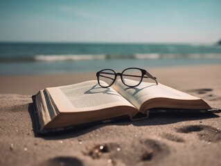 book and beach of sea and sky