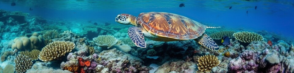 illustration, sea turtle, website header, ai generative