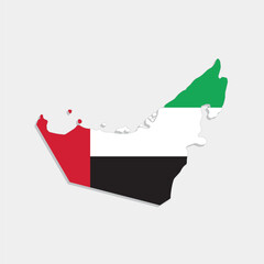 united arab emirates map with flag on gray background