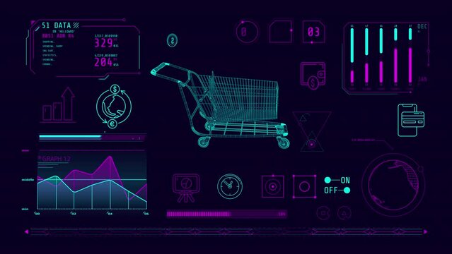 Infographics about online shopping animated on the alpha channel.