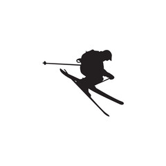 simple black silhouette ski sport