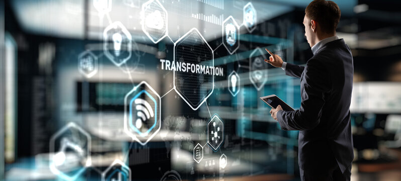 Businessman selecting Transformation. Background for presentations