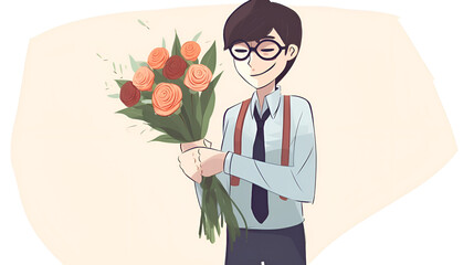 Teacher's day concept. Flat design illustration banner. Generative AI