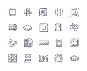 Chips icons outline set