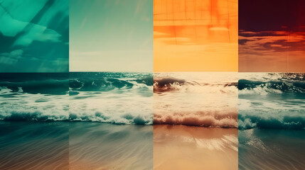 Abstract Collage of Beach Scenes. Generative AI