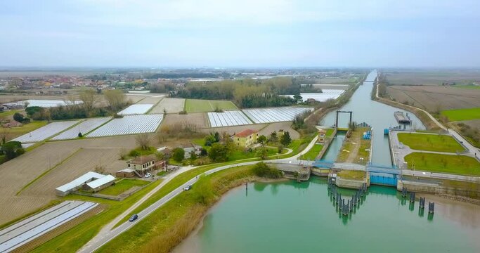 An artificial water canal for the passage of cargo ships
