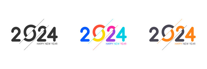 2024 Happy New Year Concept Vector Background Holiday Set. 2024 New Year of the Dragon. Design logotype number for website, social media, banner, flyer, brochure, greeting card