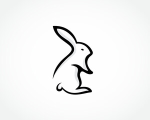 cute stand line art bunny rabbit logo design template illustration inspiration