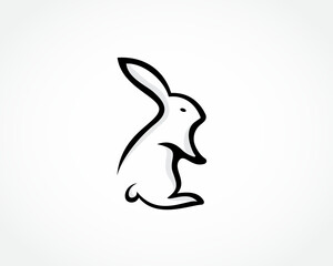 Obraz premium cute stand line art bunny rabbit logo design template illustration inspiration