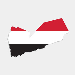 yemen map with flag on gray background