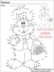EASTER BUNNY DOT TO DOT GAMES FOR KIDS, PREK This digital Easter Dot to dot games or activity page for especially PreK, Kindergarten kids & Amazon kdp interior. You can reuse them, just print