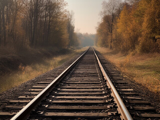 Fototapeta na wymiar railroad tracks stretching into the distance. Generative AI