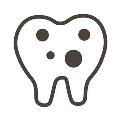 Tooth with holes on white background