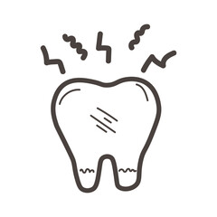Tooth on white background. Concept of toothache