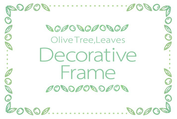 オリーブを使ったデザインフレームと飾り。水彩風、ベクター素材。