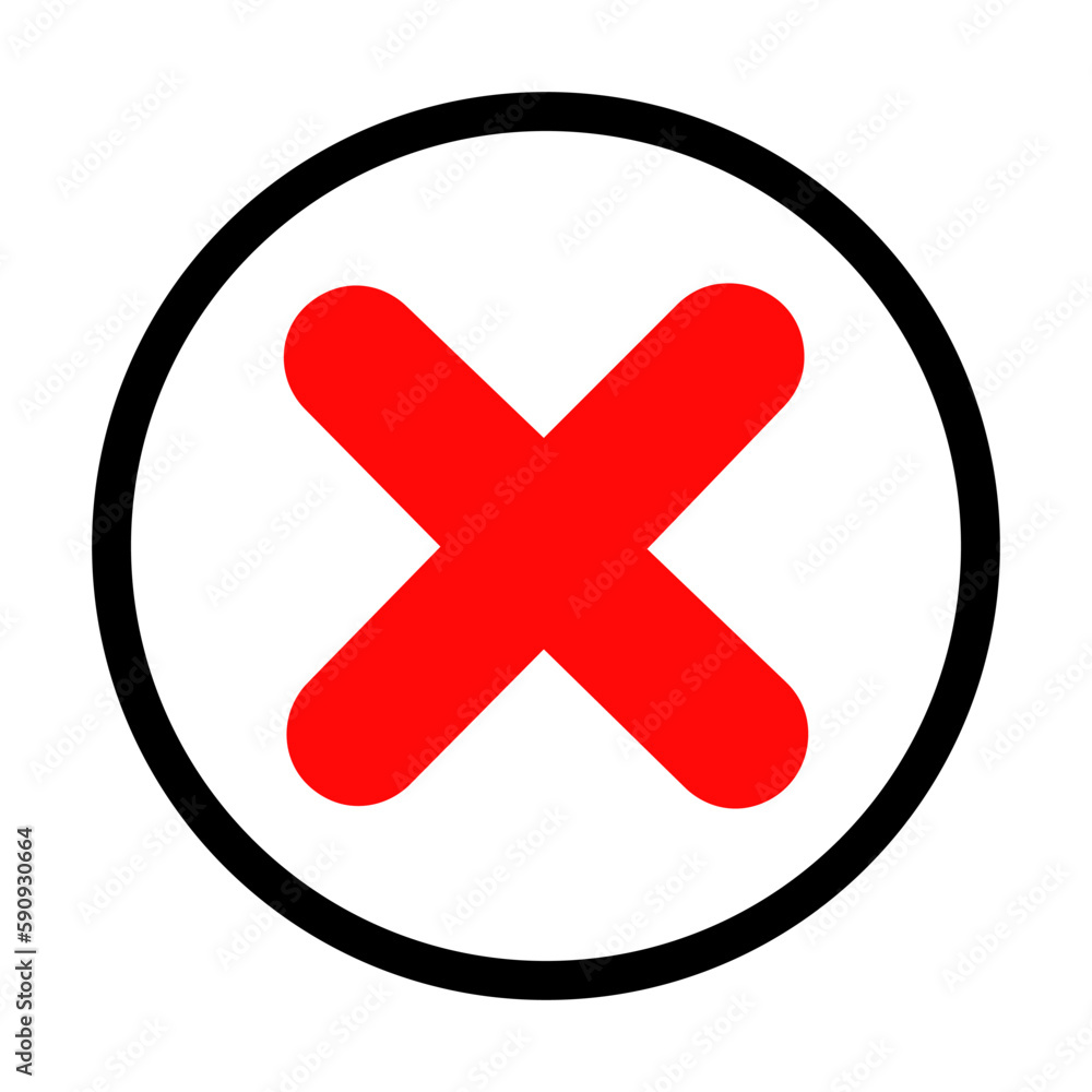 Aufkleber checklist red simple vector icon. put a red cross in the circle of the approved, bad or unconfirmed 