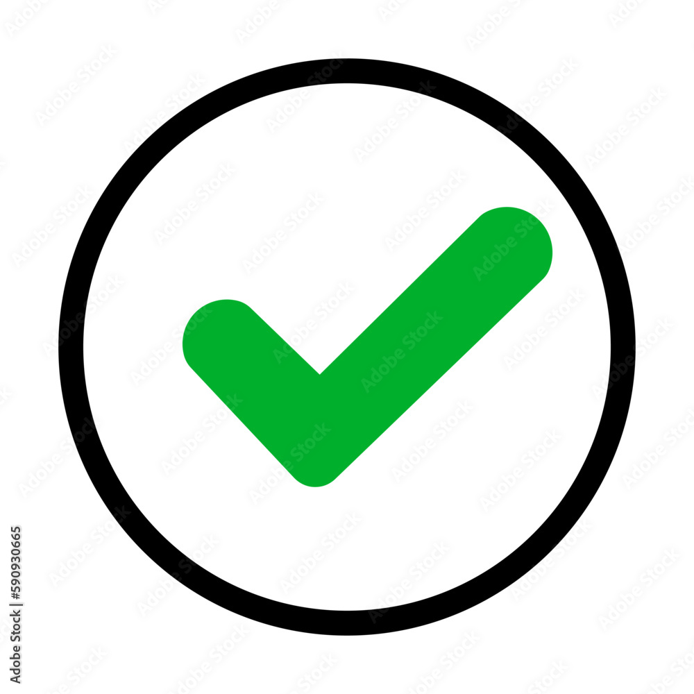 Poster checklist green simple vector icon. put a green check mark in the circle of the approved, successful
