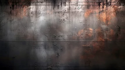 Deurstickers Steel metal grunge texture, rusty fancy background, dark gray black wallpaper, with scratch. © Melipo-Art