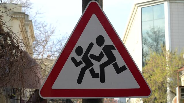 Attention children traffic sign