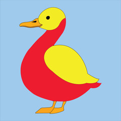 Line art of a duck in colorful for color books 