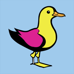 Line art of a duck in colorful for color books