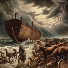 Noah shortly before the flood.  Generative ai