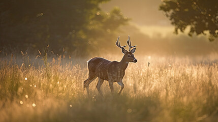 Graceful Deer in a Meadow at Sunrise