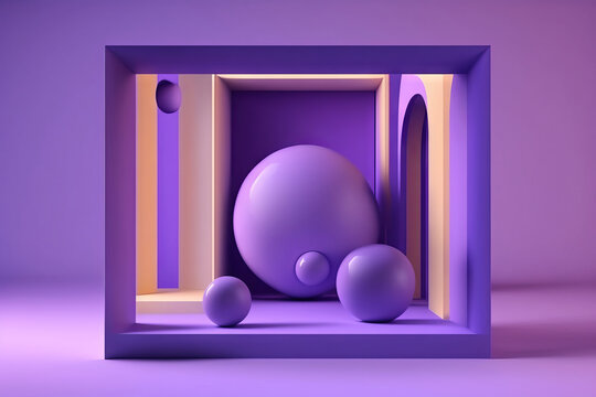 Fondo arquitectura aesthetic, ambiente product display violeta elegante abstracto, creado con IA generativa 