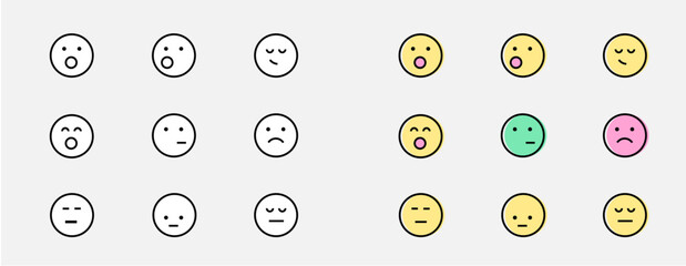 emoticon smile icons. Cartoon emoji set. Vector emoticon set