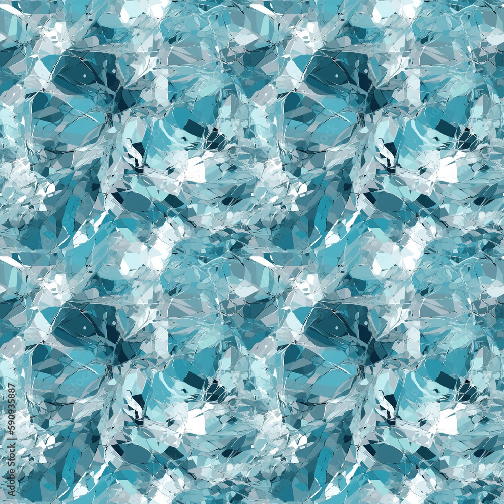 Poster Repeating pattern or texture from broken ice. AI generative.