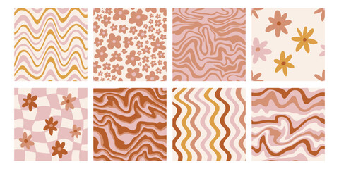Collection of patterns in 60s, 70s, 80s style