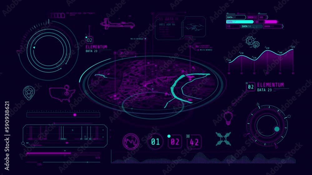 Poster infographics about geolocation and drones animated on the alpha channel.