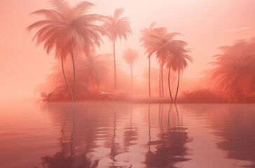 Obraz na płótnie Canvas summer palm tree gradient background Generative AI