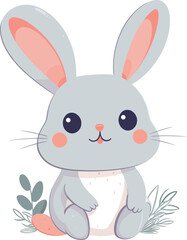 Cute Rabbit With Carrot Cartoon Vector Icon Illustration. Animal Icon Concept Isolated Vector. Flat Cartoon Style