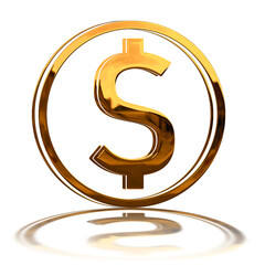 US dollar or dollar symbol icon golden money