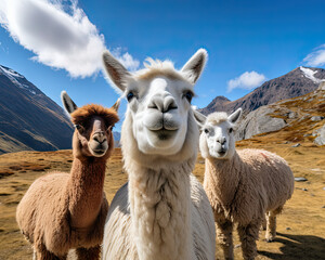 Fototapeta premium Serene Mountain Animal Selfies