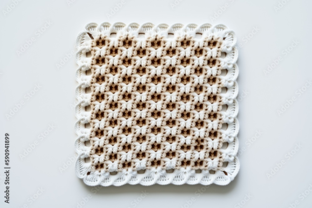 Poster white square with brown dots on it. generative ai