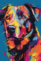 Stylized colorful graphic illustration of dog with generative ai