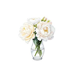 Obraz premium Peony in vase watercolor, generative ai