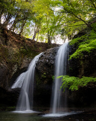 Fototapeta na wymiar 茨城県大子町　新緑の月待の滝