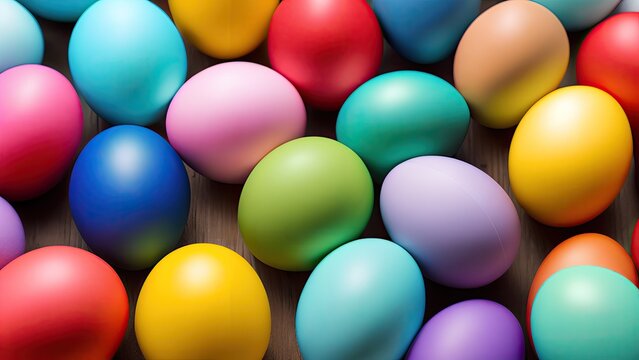 Lots of colorful Easter eggs, pattern, background, illustration © Korney