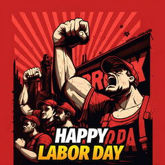 Obraz premium A poster for the labor day celebration with a man in a shirt saying happy labor day, ai generate