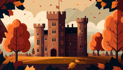 Castel in Autumn Generative AI