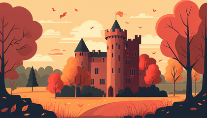 Castel in Autumn Generative AI